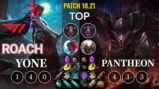 T1 Roach Yone vs Pantheon Top - KR Patch 10.21