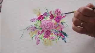 speed painting - PEINTURE ABSTRAITE -  3 BOUQUETS DE FLEURS - Peinture acrylique