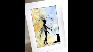 A Gesso Resist Background along with the Gorgeous Ariel Fairy and a Fox by Eileen Godwin