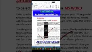 to Select a Vertical of Text in  MS WORD #A+CLICK+DRAG #VERTICALTEXTSELECT #mswordshortcuts #ALT+