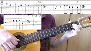 Guitar lesson - Don't Worry, Be Happy - Bobby McFerrin - Easy Guitar melody tutorial + TAB