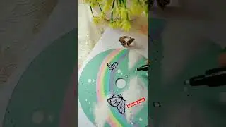 rainbow painting with pastel colors on CD 🌈😱 #shorts #satisfying #shortvideo #youtubeshorts #art