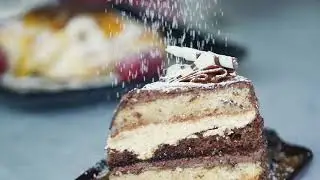 Confectioning a cake in slow motion - no copyright