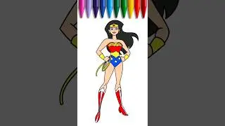 How to draw Wonder woman from DC comics for kids - DrawColor #wonderwoman #dc #drawing #comics #easy