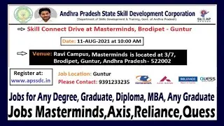 Skill Connect Drive in Axis Bank, Master Minds, Quesscrop, Reliance in Guntur - 2021