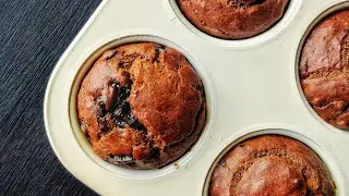 Chocolate Banana Muffins - Whole Wheat and Eggless - no sugar