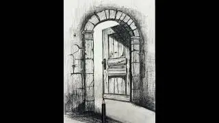 How to Draw & Shade an Old Stone Arch Doorway| Charcoal Drawing Tutorial for Beginners| Step by Step