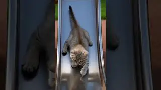 First time on a slide 😹 #shorts #cat