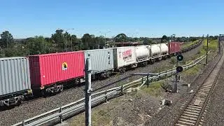 Rail first locos CM3302 GL104 3SM1 Aurizon train Jacana