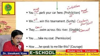 Modal Verb Exercise 1004 Communication Skills in English by Dr. Umakant Vyas, Lecturer, GWPC Bikaner