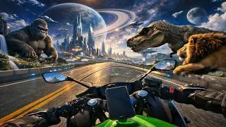 AI Space City Motorcycle Ride &ndash; Cosmic Relaxation | AI Generated Sci Fi 4K