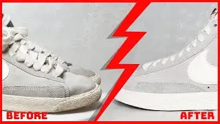 [ASMR] Nike Blazer Mid Grey Cleaning and Suede Refresh