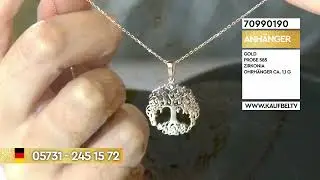 Kaufbei Schmuck | Anh&auml;nger Stammbaum aus 585 Rotgold, bicolor