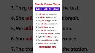 Simple Future Tense | 10 Easy Examples + Rule | Will + V1 Learn English Grammar for Beginner #shorts
