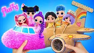 DIY Cardboard & Fluffy Makeover: K-Pop Demon Hunters in Backpack Airplane! Crafts for L.O.L. Dolls