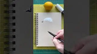 🍋 lemon illustration ✍️ with black and white on tan toned paper 🍋 #timelapsedrawing