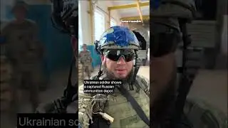 Ukrainian soldier shows a captured Russian ammunition depot. War trophy #warinukraine #shorts