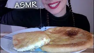 ASMR eating: Fried Bread Stuffed with Myzithra Cheese | Honey (WHISPERING)