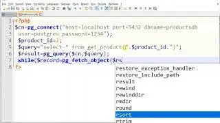 Select records by calling a function (procedure) in PostgreSQL in PHP (Code)