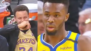Stephen Curry Can't Stop Laughing At Teammate Dunk Miss & Andrew Wiggins Debut! Lakers vs Warriors