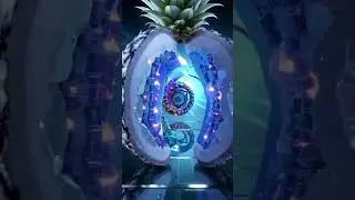 Blue Sapphire Pineapple Slice 🍍 | Hyper-Real ASMR #shorts  #asmr #crystalslice #fishart