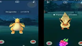 Pokemon Go Dragonite and wild Flareon Spawned