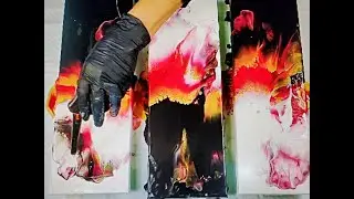 (402) Dutch Pour Split Canvas Triptych Acrylic Pour Painting and What to Do with Leftovers?