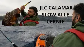 Cernia Bruna in verticale con softbait JLC e AQS harpon 300 gr e kayak galaxy wildcut