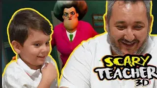 Yusuf babası ile çılgın öğretmen oyununu oynuyor🤩 (We play scary teacher with Yusuf Mirza)😬👻