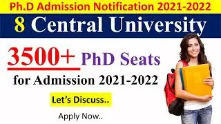 PhD Admission 2021 in 8 Central University | Central University PhD Admission 2021