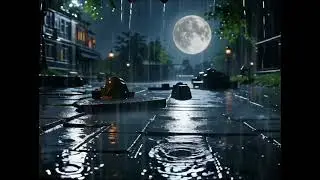 Midnight Rain & Full Moon 🌕 | Calm Night Rain Sounds for Sleep, Relax & Deep Focus