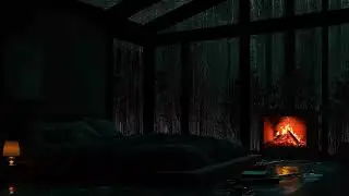 Rainy Night Wrapped in Cozy Fireplace Ambience for Deep Sleep and Relaxation