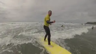 Surfing Widemouth bay