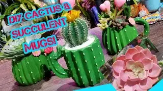 DIY CACTUS & SUCCULENT MUG PLANTERS! Easy & Cheap DIY Gifts!