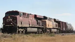 Union Pacific ES44AC #7403 Trailing!!! Canadian Pacific Crude Oil (CP 569) West at Fort MacLeod, AB