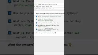 Python Interview: Must-Know Questions for Every Developer! 🚀 #Python #InterviewQuestions #Coding