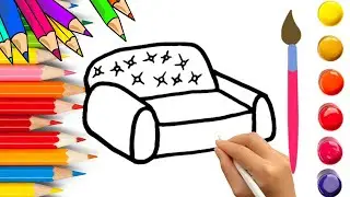 How To Draw cute SOFA EASY Drawing, Painting & Coloring For Kids and Toddlers_🌈🎨