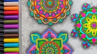 3 Mandalas ASMR | Meditation Music & Pure Marker Sounds | Adult Coloring Relaxation