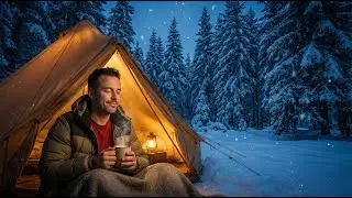 Secret Winter Camp in Frozen Forest | Cozy ASMR Relaxation