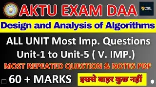 Design and Analysis Of Algorithms Most Important Questions Aktu | DAA Important Questions Aktu