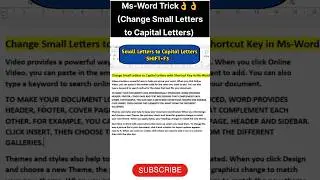 Ms-Word Trick🔥#Change Small Letters to Capital Letters in Ms-Word#msword#mswordforbeginners#msword