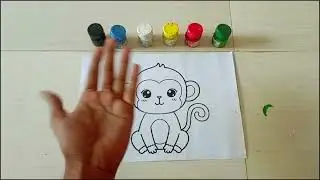 Learning animals colours for children paint Body finger nursery rhymes monkey helicopter