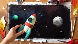 Calming animation for kids, with relaxing music - 'Rocket to the Moon' (short version with hands)