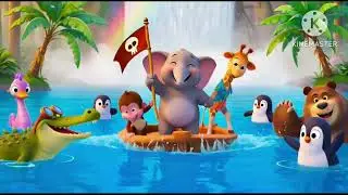 Cartoon animated animals Dancing rafting sailing in sea and enjoying 🎉🎉