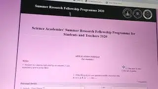 Summer Research Fellowship 2020 -Indian Academy of science