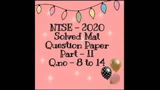 NTSE 2020 mat solution part 2