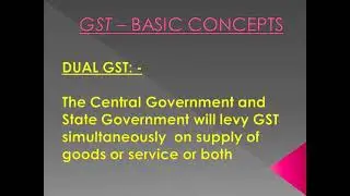 GST | BASIC CONCEPTS | GST ON SUPPLY | DUAL GST | GST QUICK INFO BITES | DAY 1