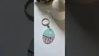 Easy & Aesthetic Keychain Idea ☁️࣪ ୨ৎ | Keychain Painting 🤍 #trending #youtubeshorts #shorts #diy