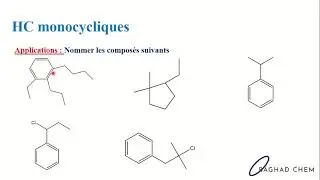 Chimie organique 1 - Chapitre 1 : Nomenclature - Part 5 : HC cycliques aromatiques avec exercices