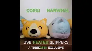 Corgi and Narwhal USB Heated Slippers - Exclusive From Thinkgeek